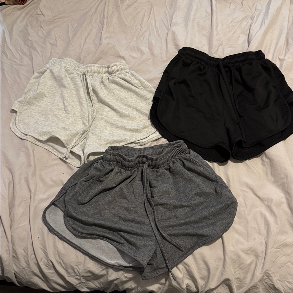 Set of Three Casual Shorts in Black, Gray, and White